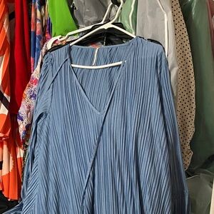 Free People Denim Blue Pleated Dress